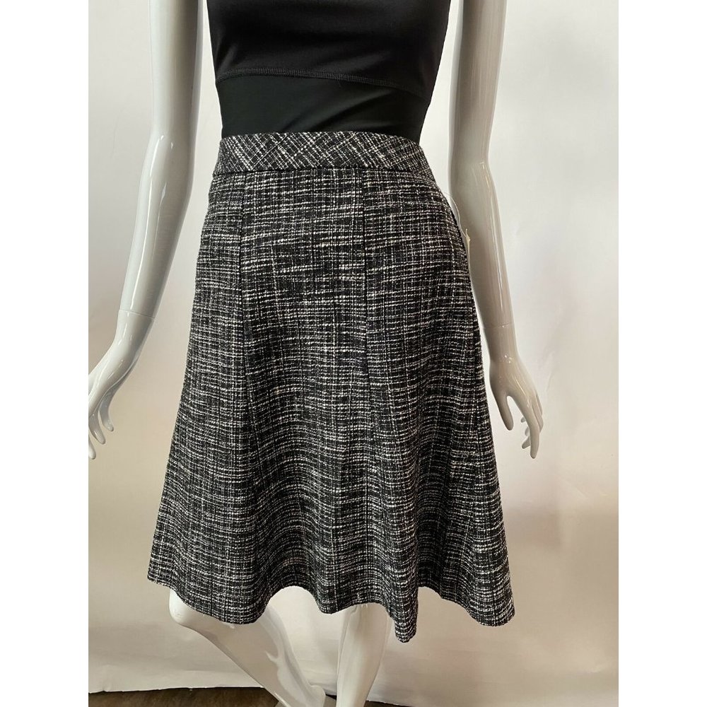 Coldwater Creek Womens Boucle Trumpet Skirt Black Abstract Zipper Lined 14 New